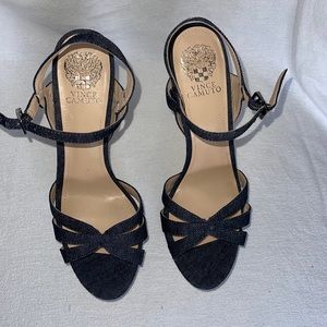 Vince Camuto Denim Platform Heeled Sandals Size 9.5 M (New never worn no box)